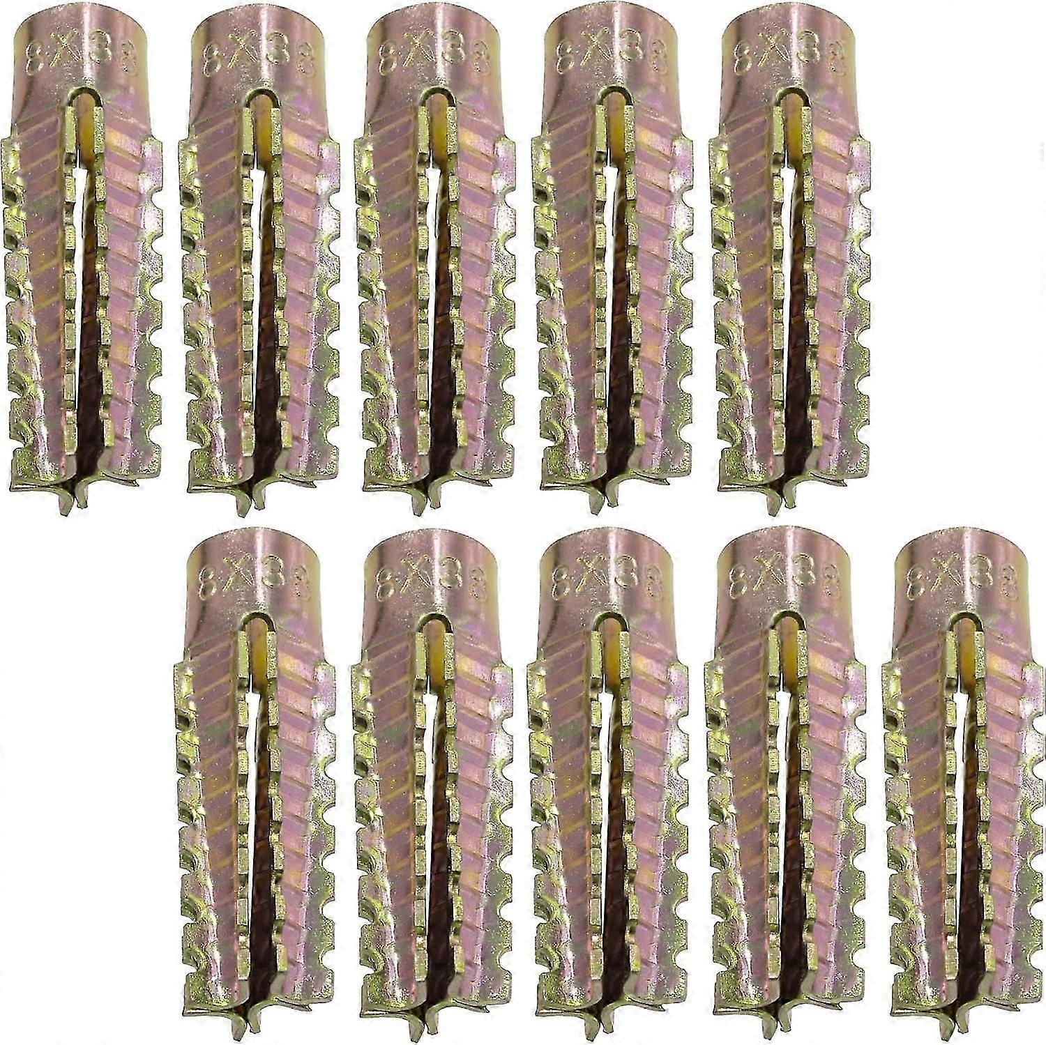 10x metal expansion plugs - 8x38mm - for fixing in concrete, aerated concrete, plaster tiles