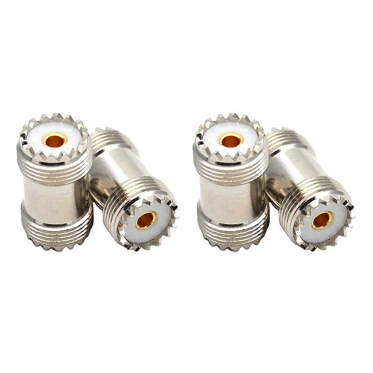 4 Pcs UHF SO239 Female to UHF Female Straight Connector for UHF PL259