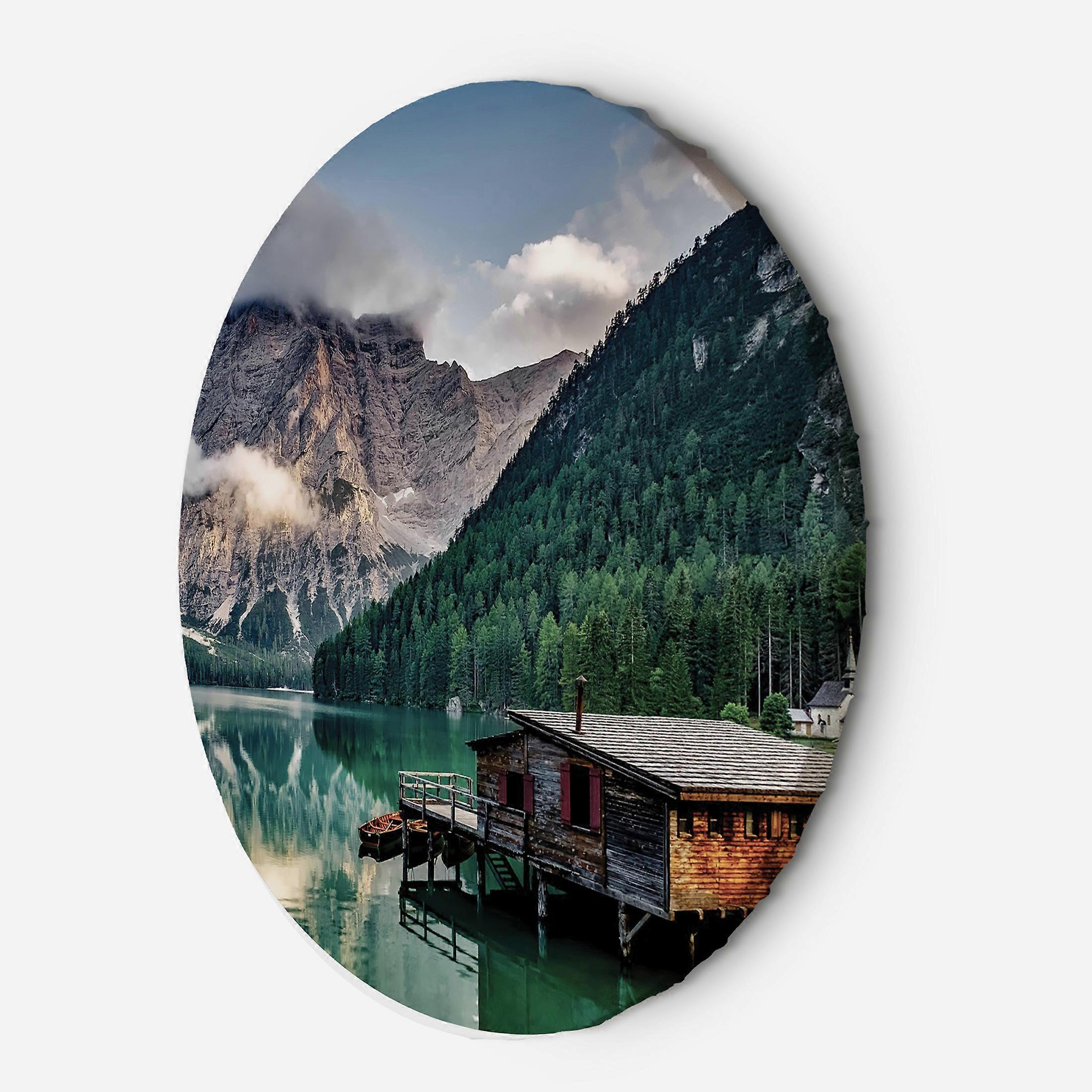 Imprimare pe pânză, Casă de lac la munte - 60x60