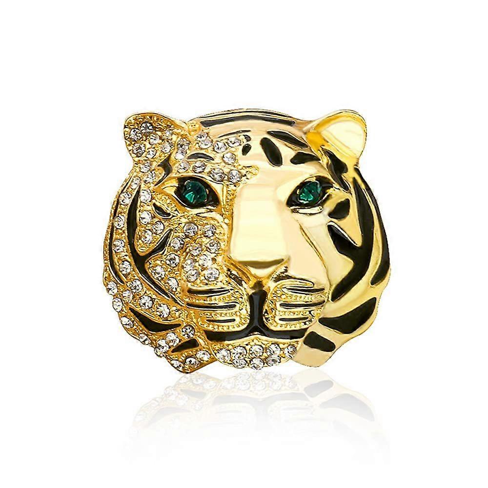 Rhinestone Tiger Head Brooch Pin