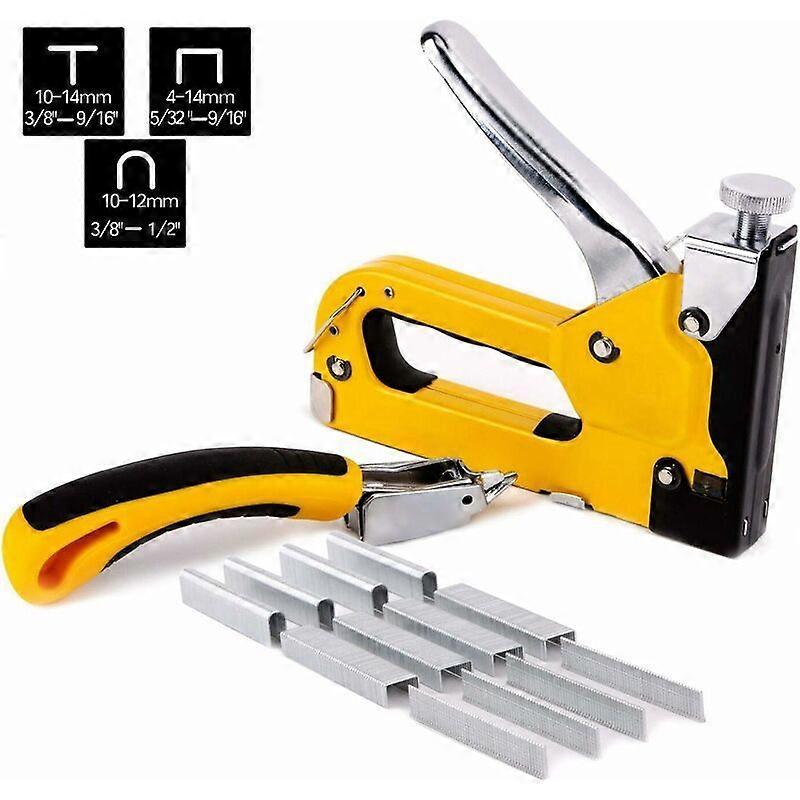 Heavy Duty 3 in 1 Stapler with Staple Puller and 1500 Tacker Staples Manual Steel Staple Remover for Fixing, Decorating, Carpentry, Furniture, Doors,