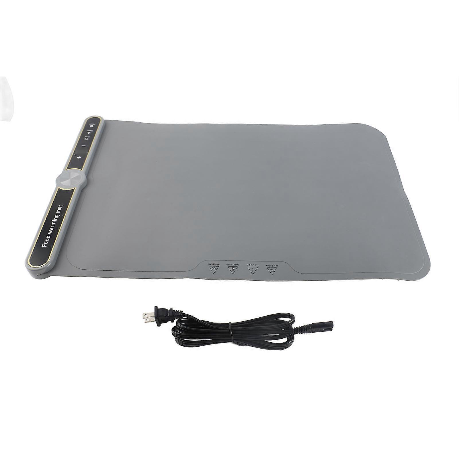 Warming Mat 330W Full Surface Heat in 8s 9 Temperature Settings 6 Hours Time Child Lock Silicone Food Heating Tray for Buffet Party Thawing Gray