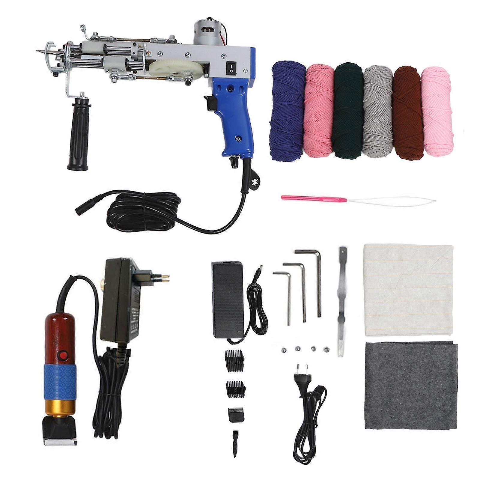 2 in 1 Cut Loop Pile Electric Rug Starter Kit 40 Stitches Per Second Flexibility Carpet Gun Machine 100‑240V