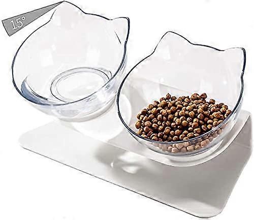 Purrbowl Orthopedic AntiVomiting Cat Feeder, 15 Degree Tilted Design for Cats and Small Dog (White base)
