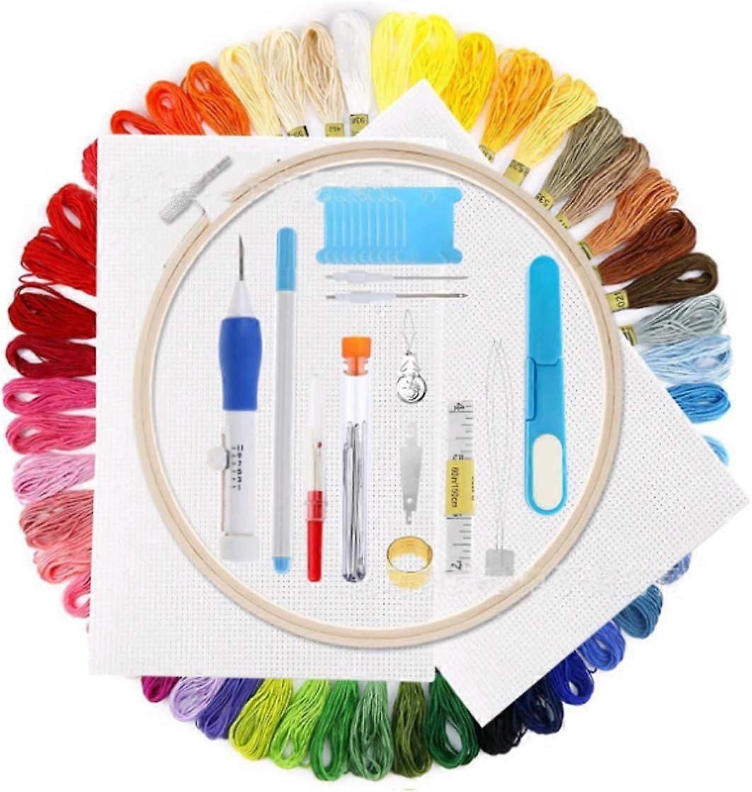 Magic Embroidery Kits for Beginners WHIT 50 Colors Embroidery Thread