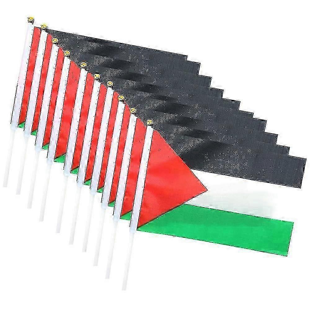 Palestine Hand Waving Flag, 14x21cm Small Palestine Handheld Flag With Pole, Palestine Stick Flag For Festivals Events