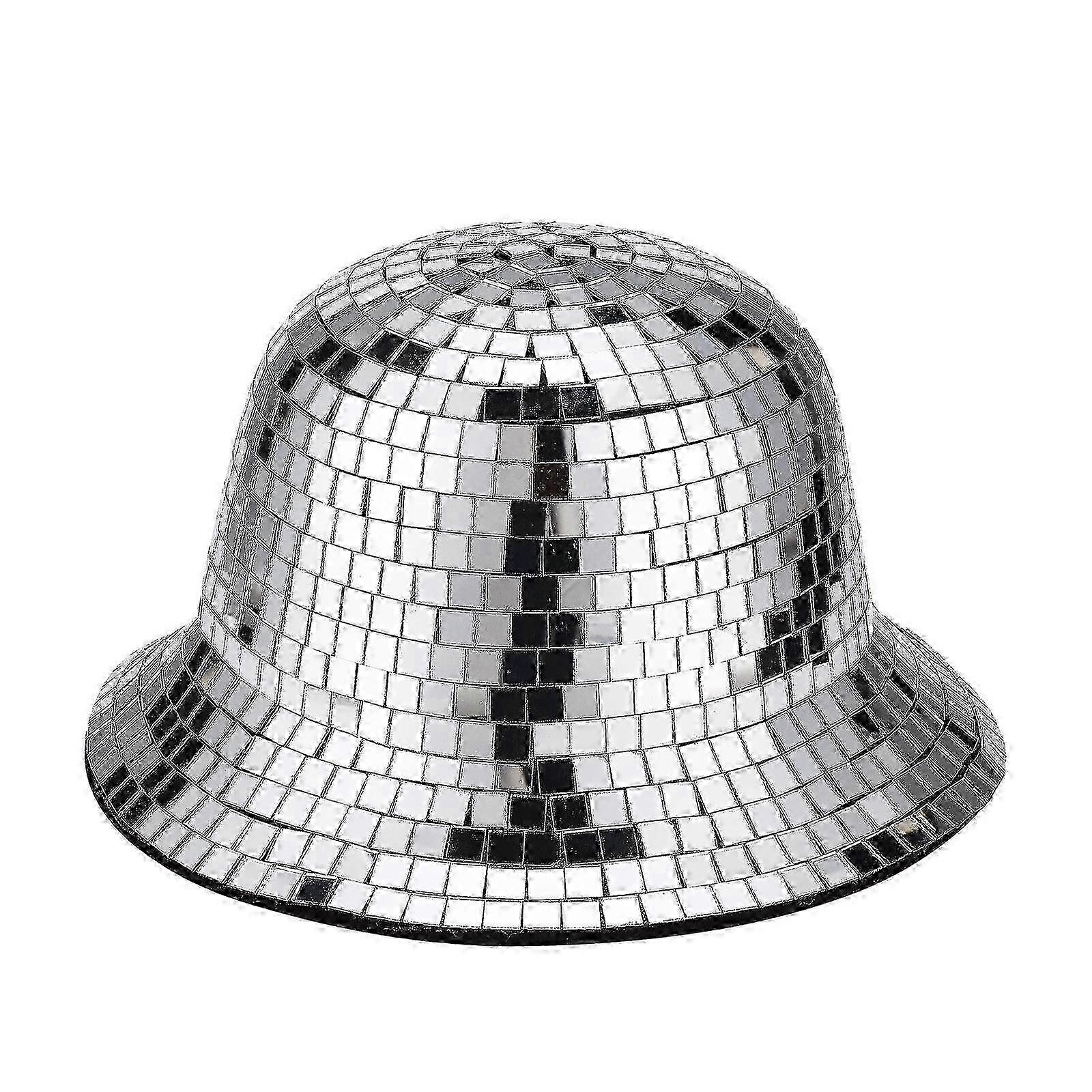 Hat Decoration Disco Ball Creative Stage Bar For DJ Club Silver PVC With Retractable Visor Party Clothing Accessory 1PC