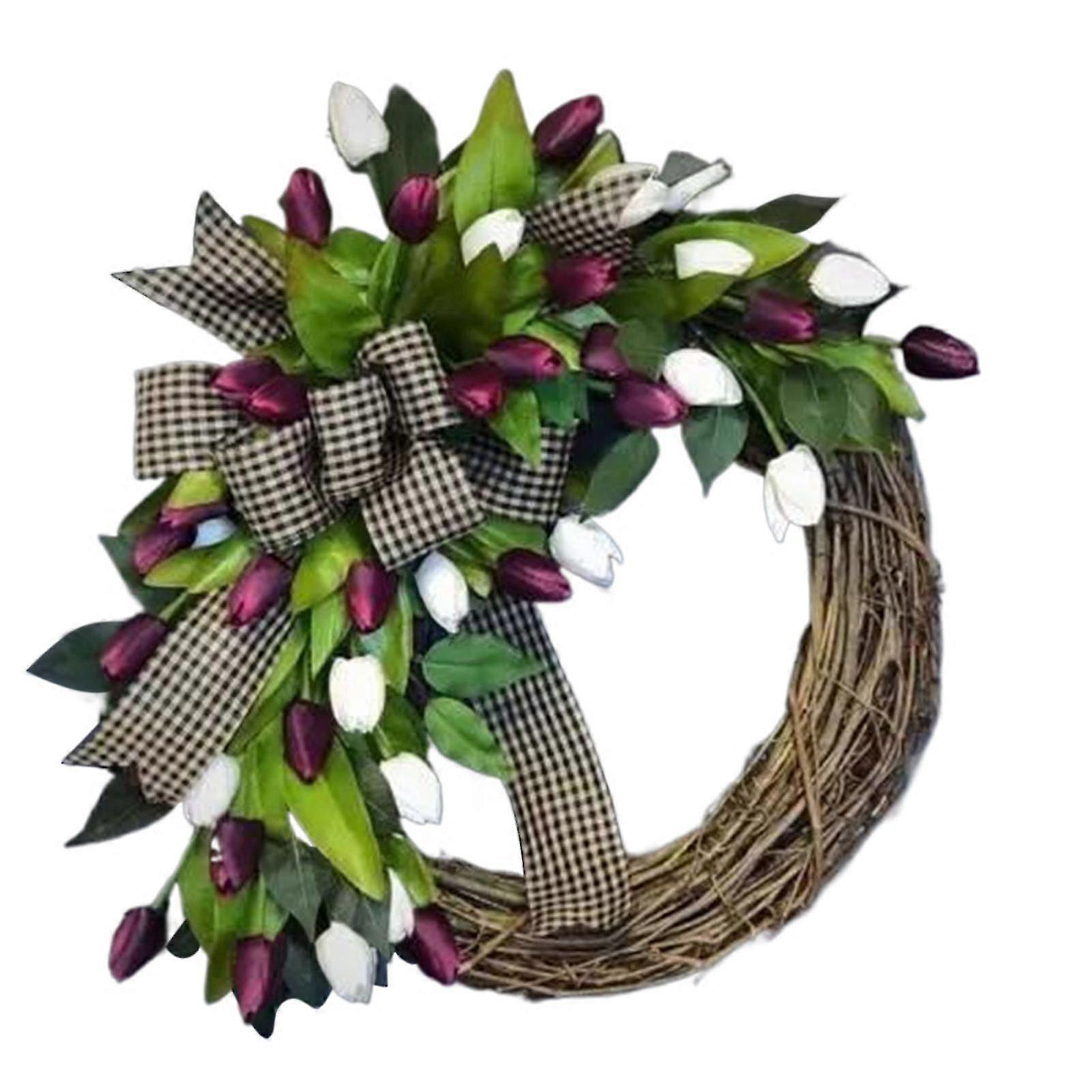 Tulip Wreath Half Coverage Door Hanging for Valentine's Day