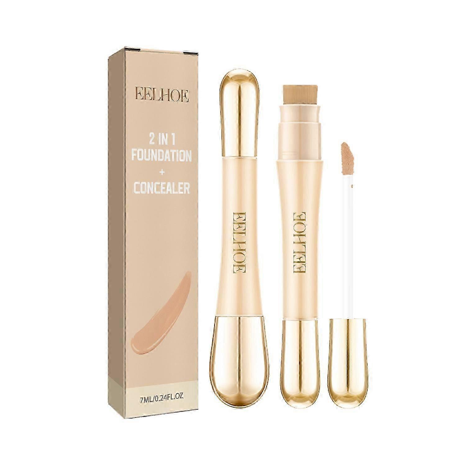 EELHOE 2 In 1 Foundation + Concealer, Moisturizing Natural Brightening Concealer Spot Acne Print Moi