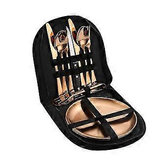 Outdoor Double Picnic Bag Travel Cutlery Set Stainless Steel Portable Cutlery Setrose gold