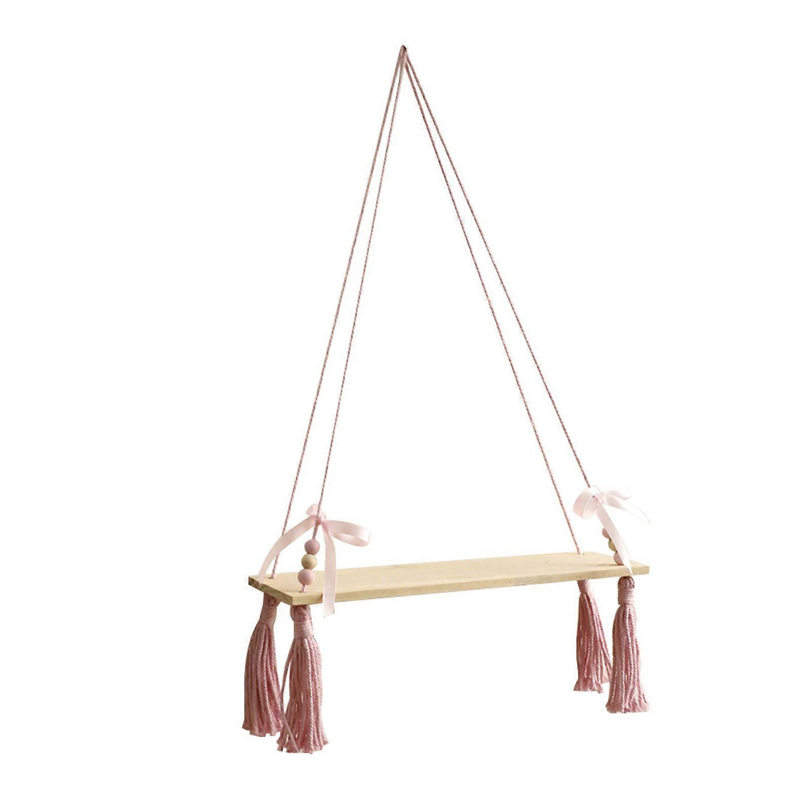 Hanging Planter Holder with Handmade Weave Tassels and Wood Beads Accent Wall Floating Shelves Storage Rack Home Decors
