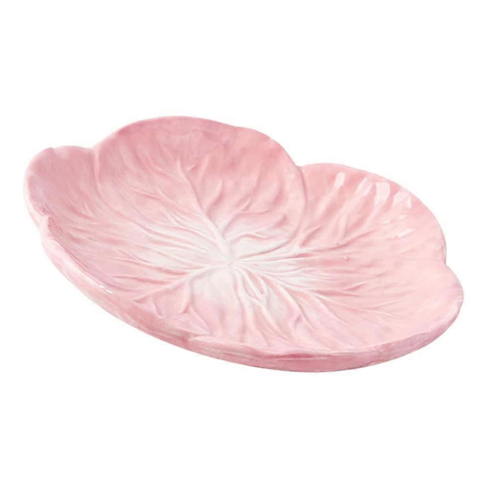 starter plate, cabbage shape, decorative ceramic salad plate, serving tray, tableware (Pink)