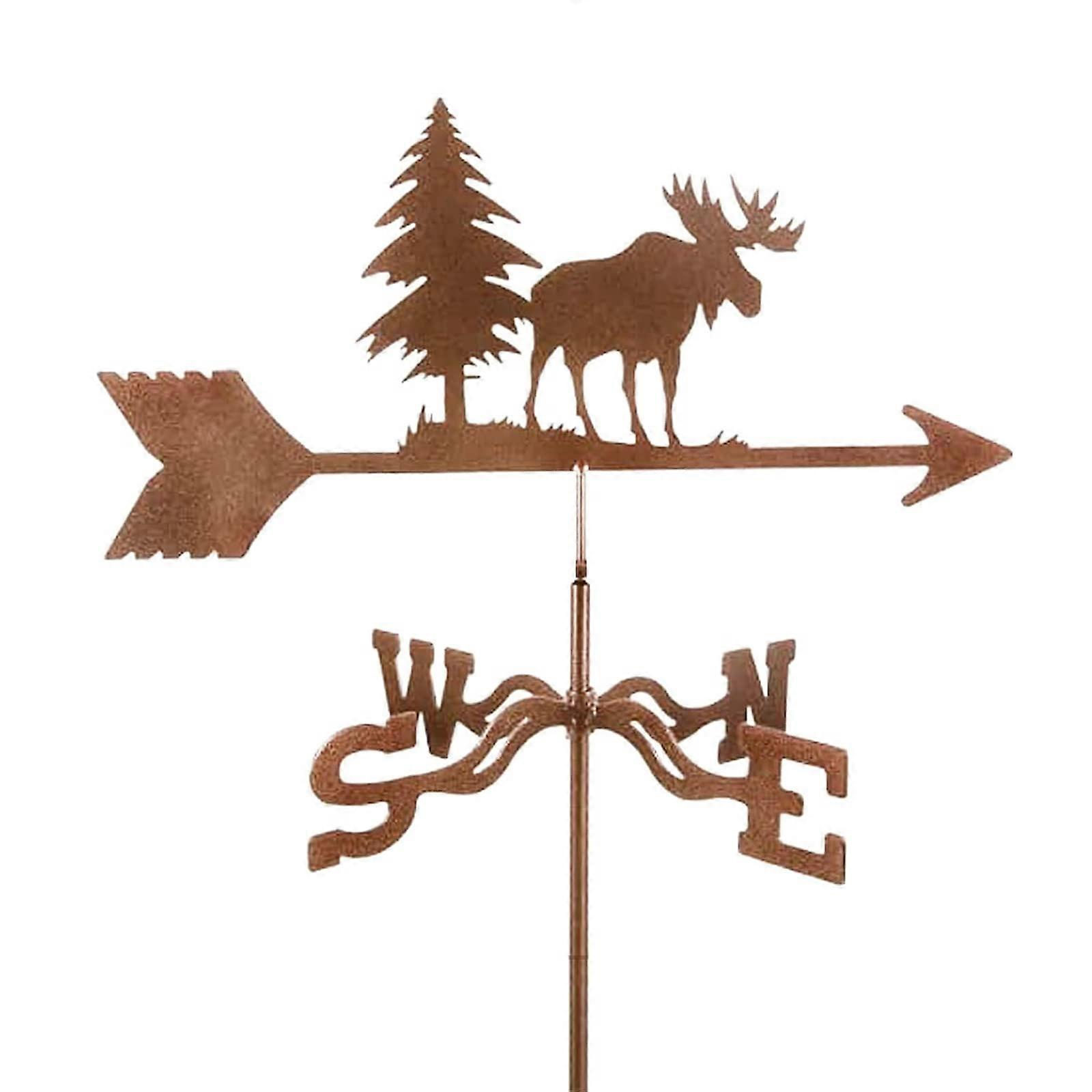 Metal Craft weather vane with animal silhouette wind direction indicator ornament roof mounting weather vane farm scene garden stake art – deer