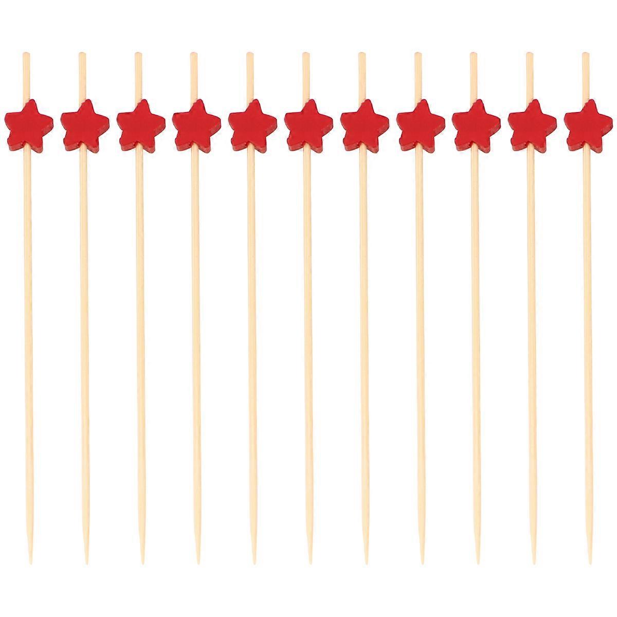 Star Patterned Picks, Bamboo Skewers for Enhancing Appetizers and Drinks