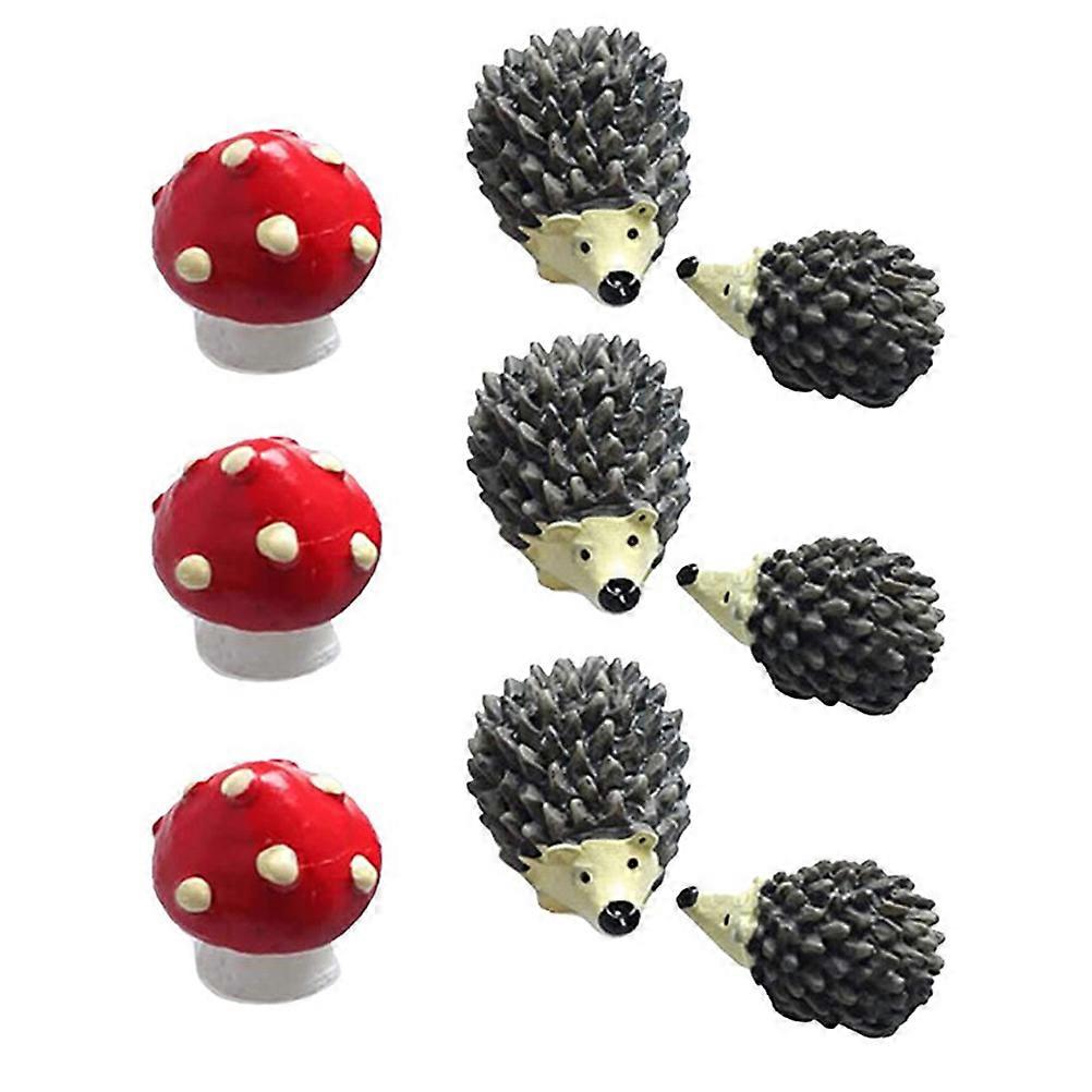 Miniature Hedgehog 3Sets Multi Cheerful Atmosphere Resin Micro Landscaping Decor
