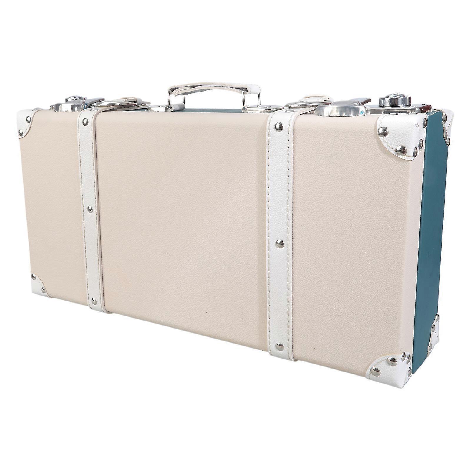 Retro Style Suitcase Box with Generous Capacity Vintage Suitcase Box Lightweight Design Great for Travel and Home  S White