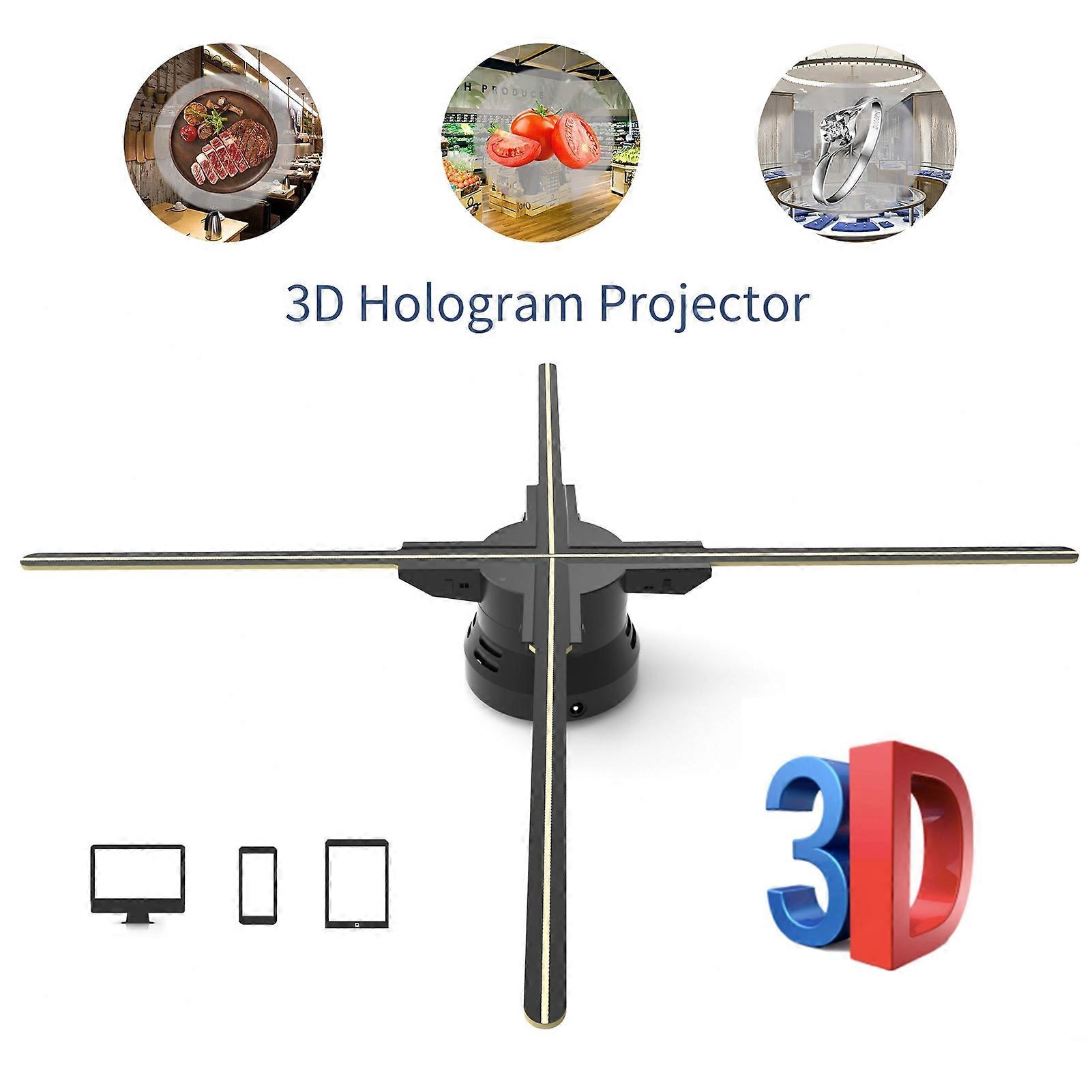 F60 3D Hologram Projector Advertising Display Fan for Business, Shops, Entertainment - 2K HD, 720pcs LED, Remote Control, Real - time Screen Display