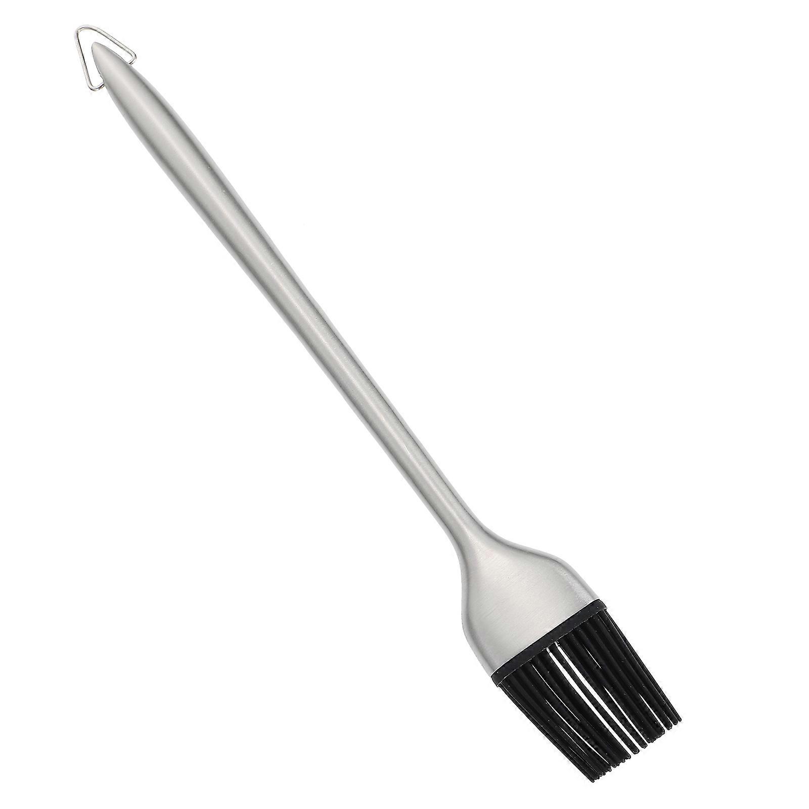 Kitchen Oil Brush Silicone Food Brush Long Handle Pointed Tail For Home Gatherings Silver Color 1Pack
