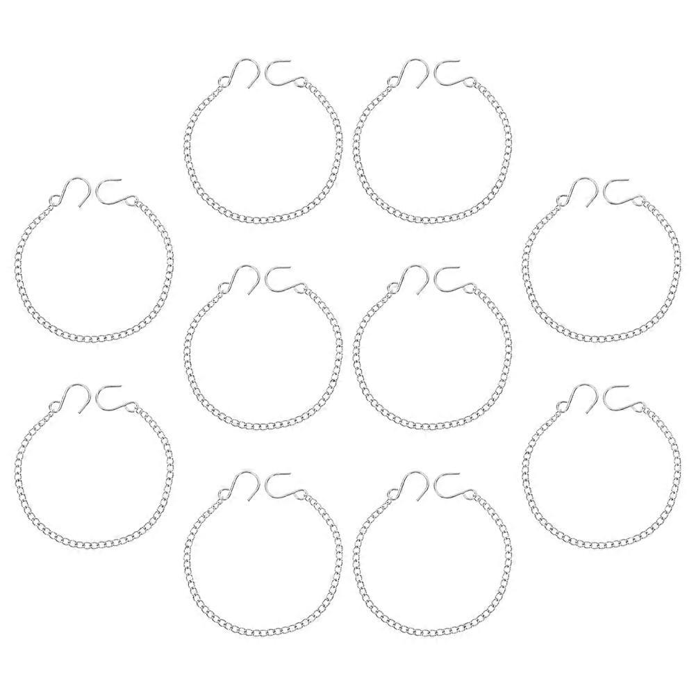 Durable Hanging Chains with Hooks for Bird Feeders and Flower Pots Baskets 30.00X2.50X0.10CM Silver 10Pack