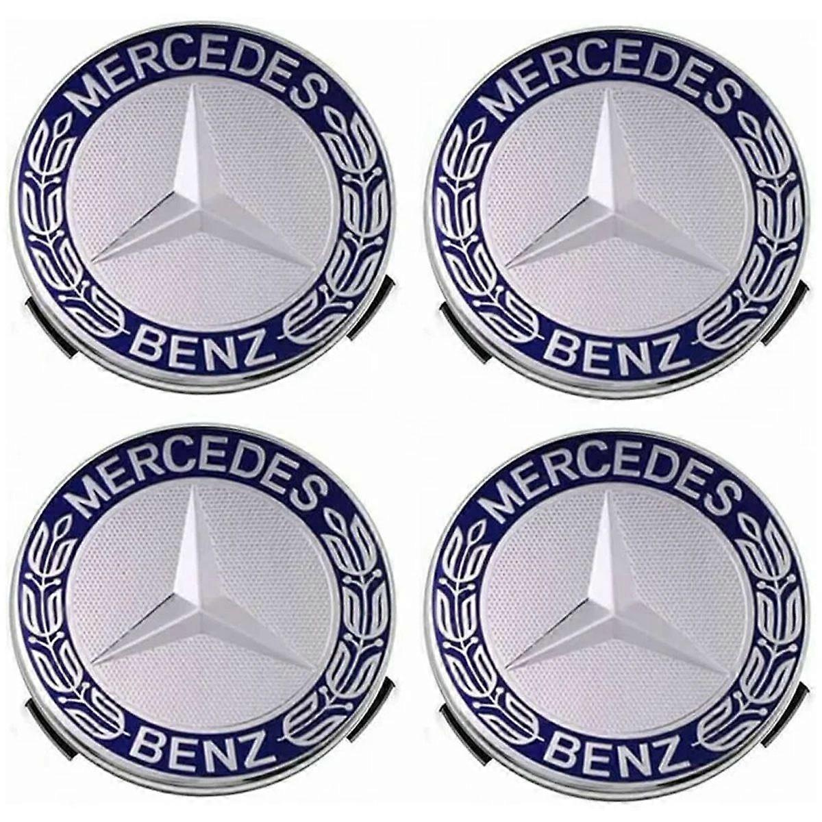 Batch of 4 Cache-Moyeux compatible with Mercedes Benz 75 mm - Bleu