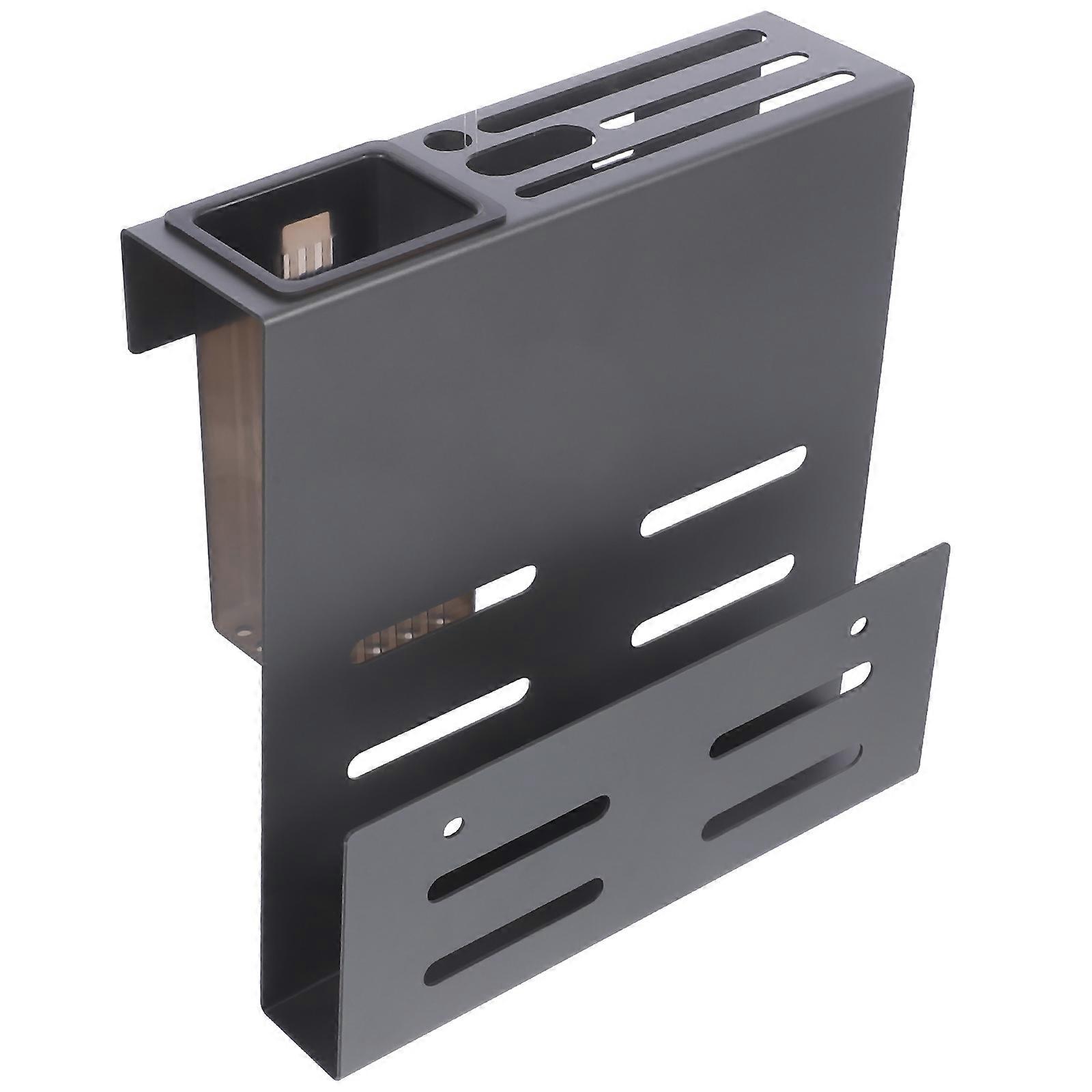 Wall Mounted Kitchen Cutlery Rack Fork Spoon Draining Rack Chopping Board Drying Simple Design Grey 1Set