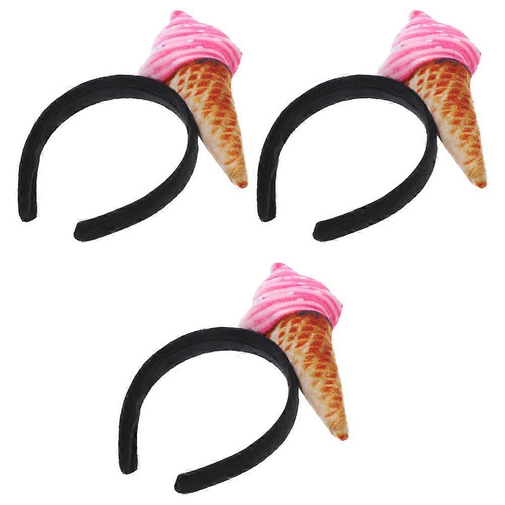3pcs Cute Ice Cream Headbands for Women – Fun Decorative Hair Accessories for Makeup, Hair Styling & Face Washing – Aesthetic Multi Functional
