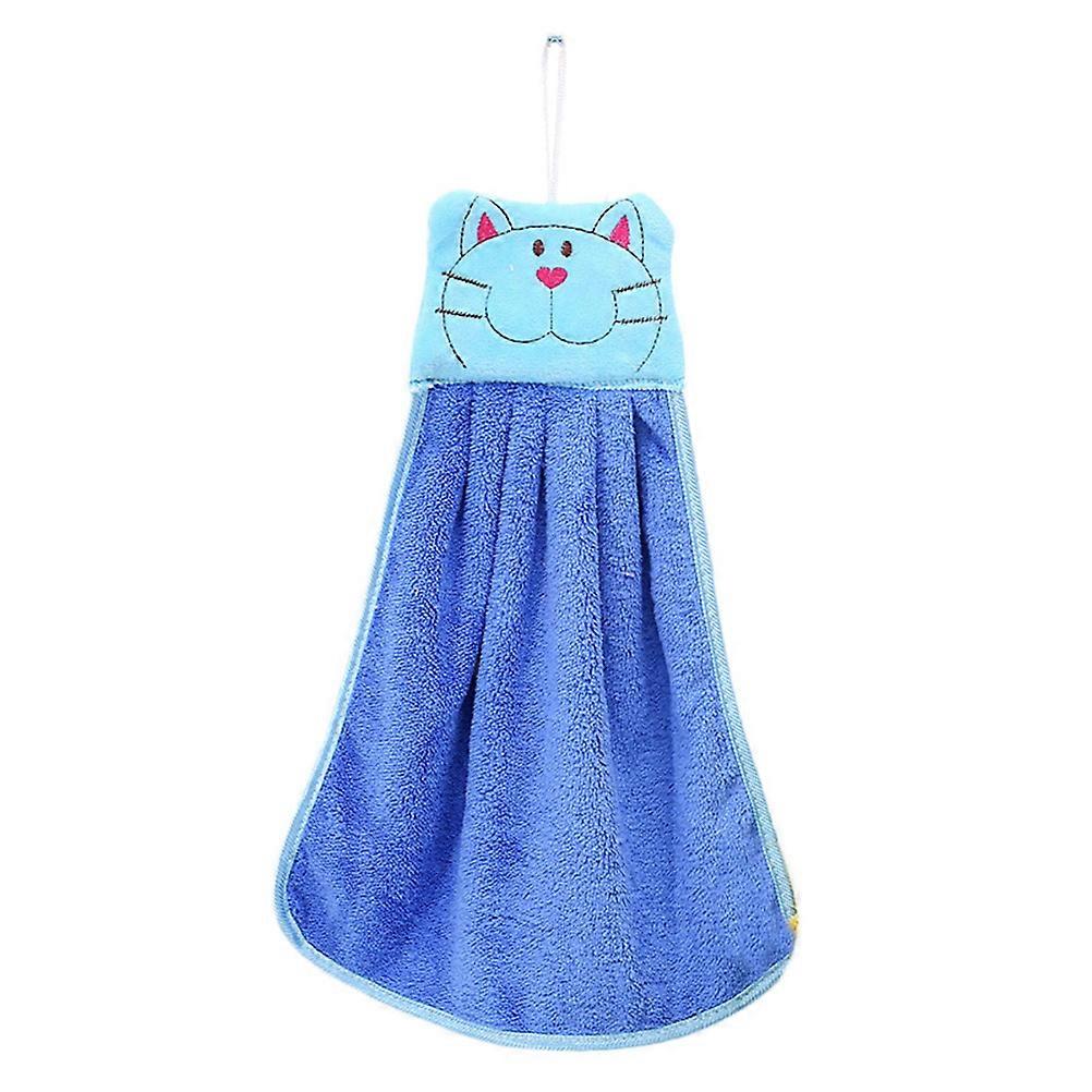 Towels Thicken Coral Fleece Fast Drying Easy Cleaning Rectangular Towel for Home Kitchen Bathroom Blue 1Set
