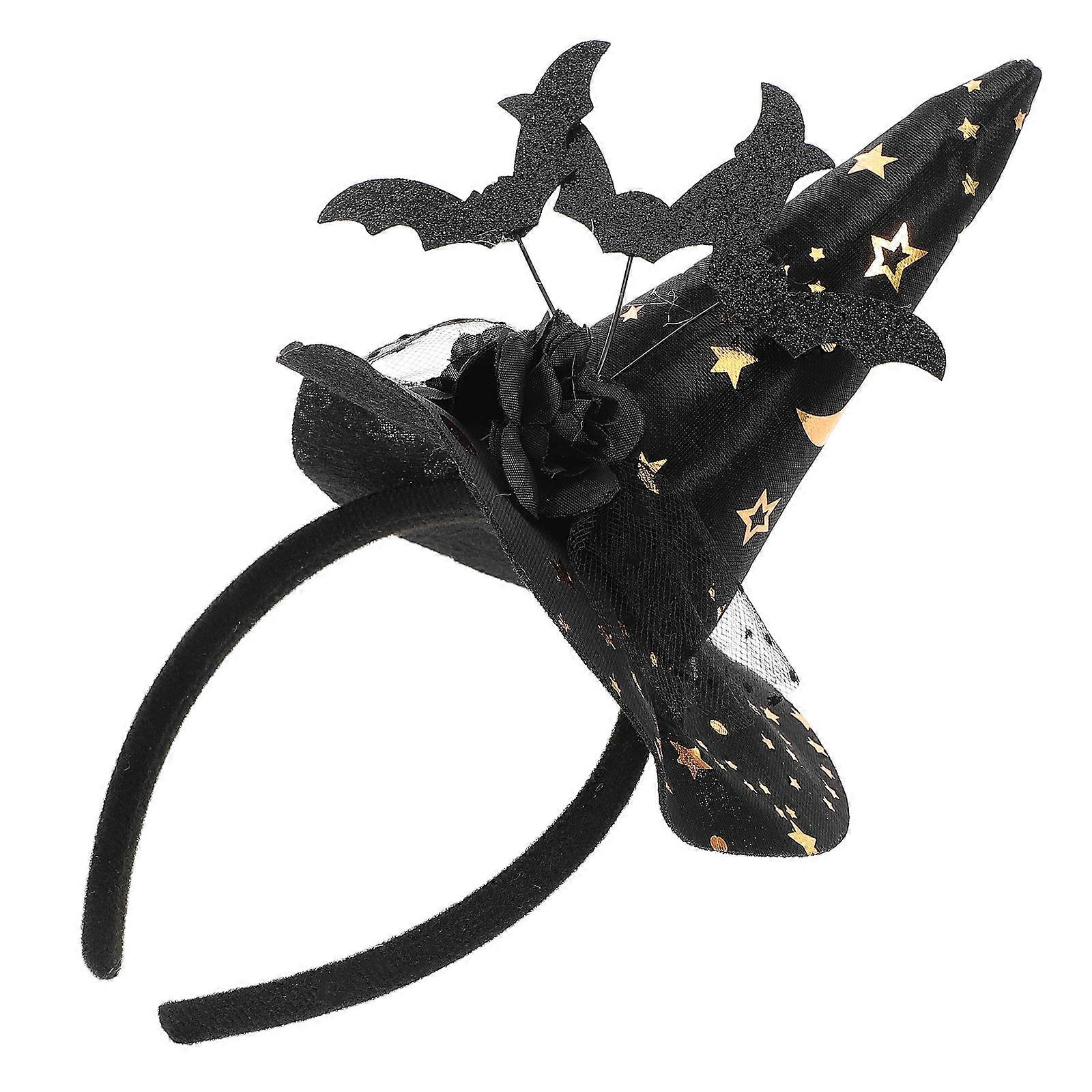 Halloween Headband Witch Hat Black Fabric Pointed Style For Masquerades And Themed Events 1Pack