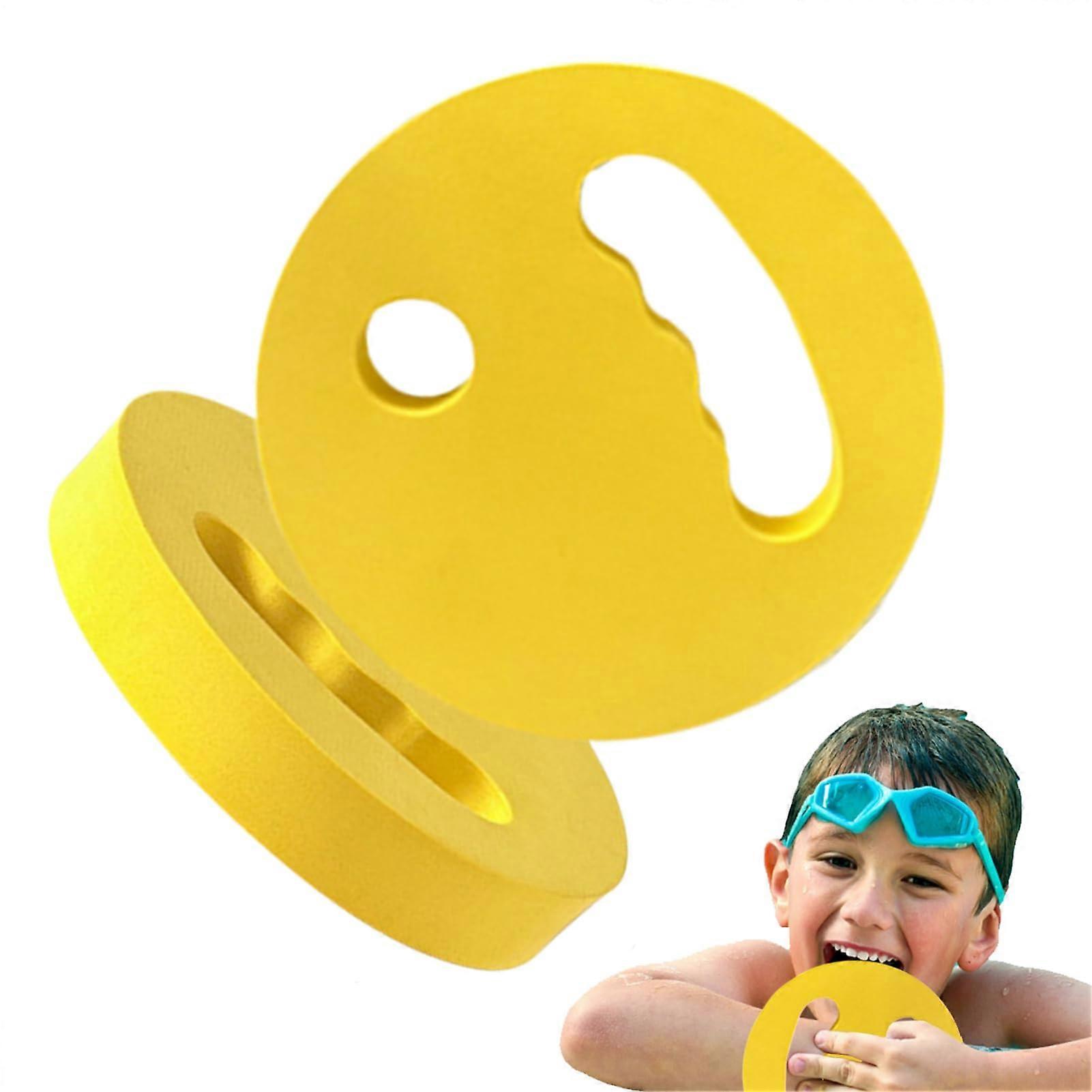 Floating EVA exercise discs with ergonomic grip, lightweight aqua training equipment, ideal for beginners, 2 pieces yellow