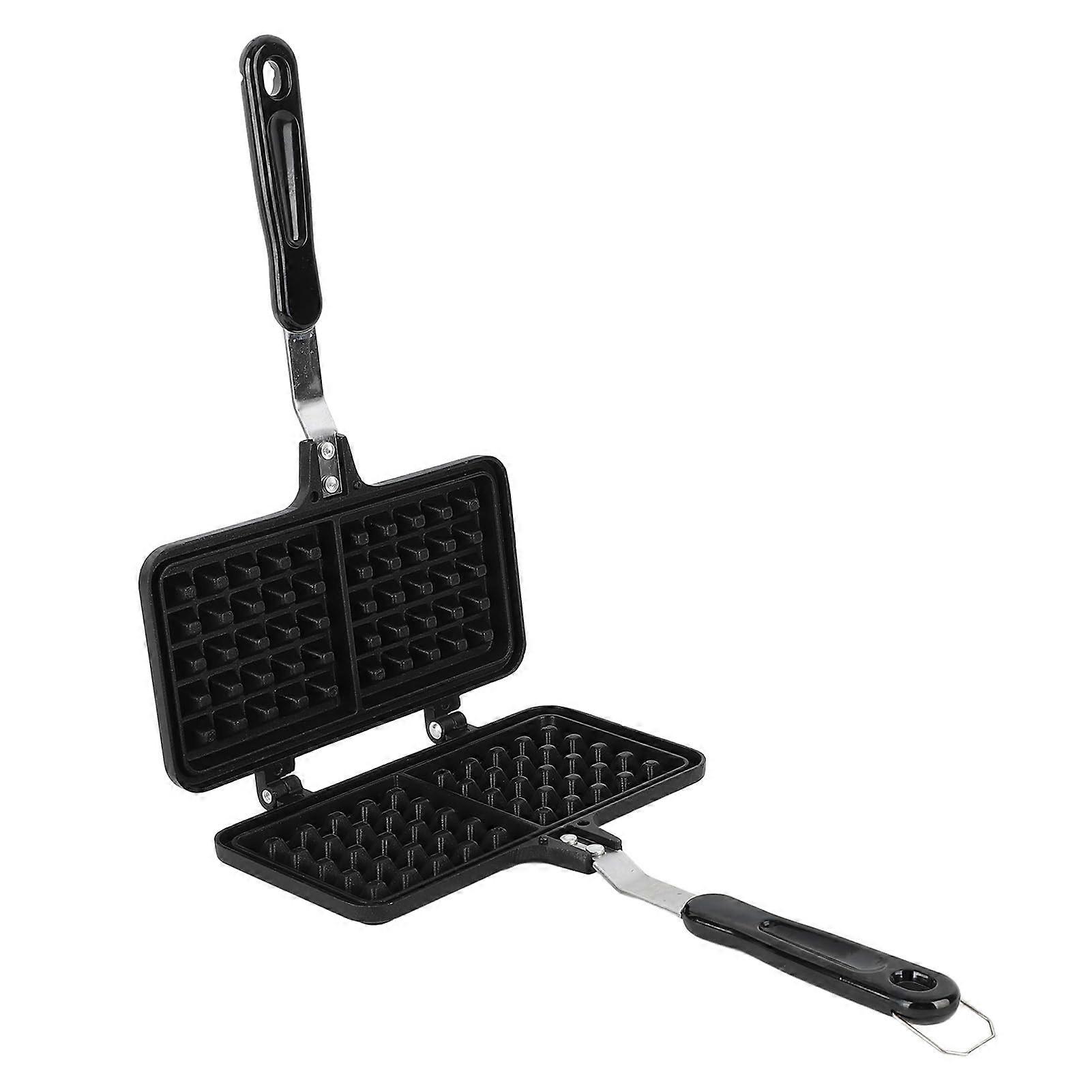 Waffle Maker Pan, Aluminum Double Waffle Baking Mold, Even Heat Distribution, Ideal for Breakfast Cooking