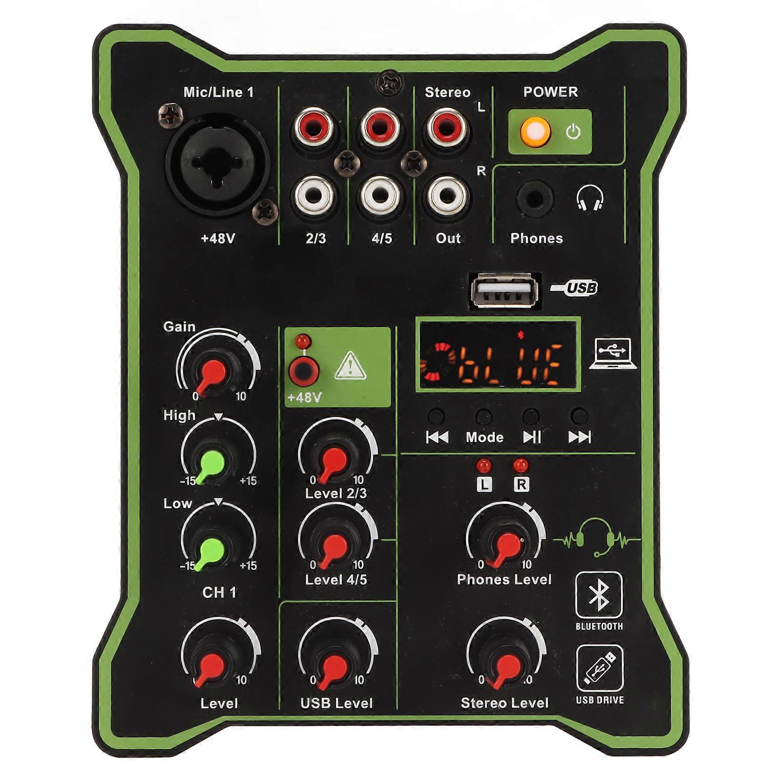 Professional 5 Channel DJ Mixer Bluetooth USB MP3 Stereo for Recording, Party, Karaoke, Stage