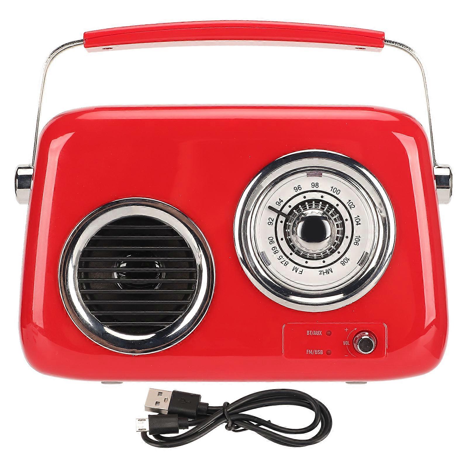 Retro Portable Bluetooth Radio Speaker, HiFi Stereo Sound, Old-Fashioned Style, Ideal for Outdoor Parties, Red