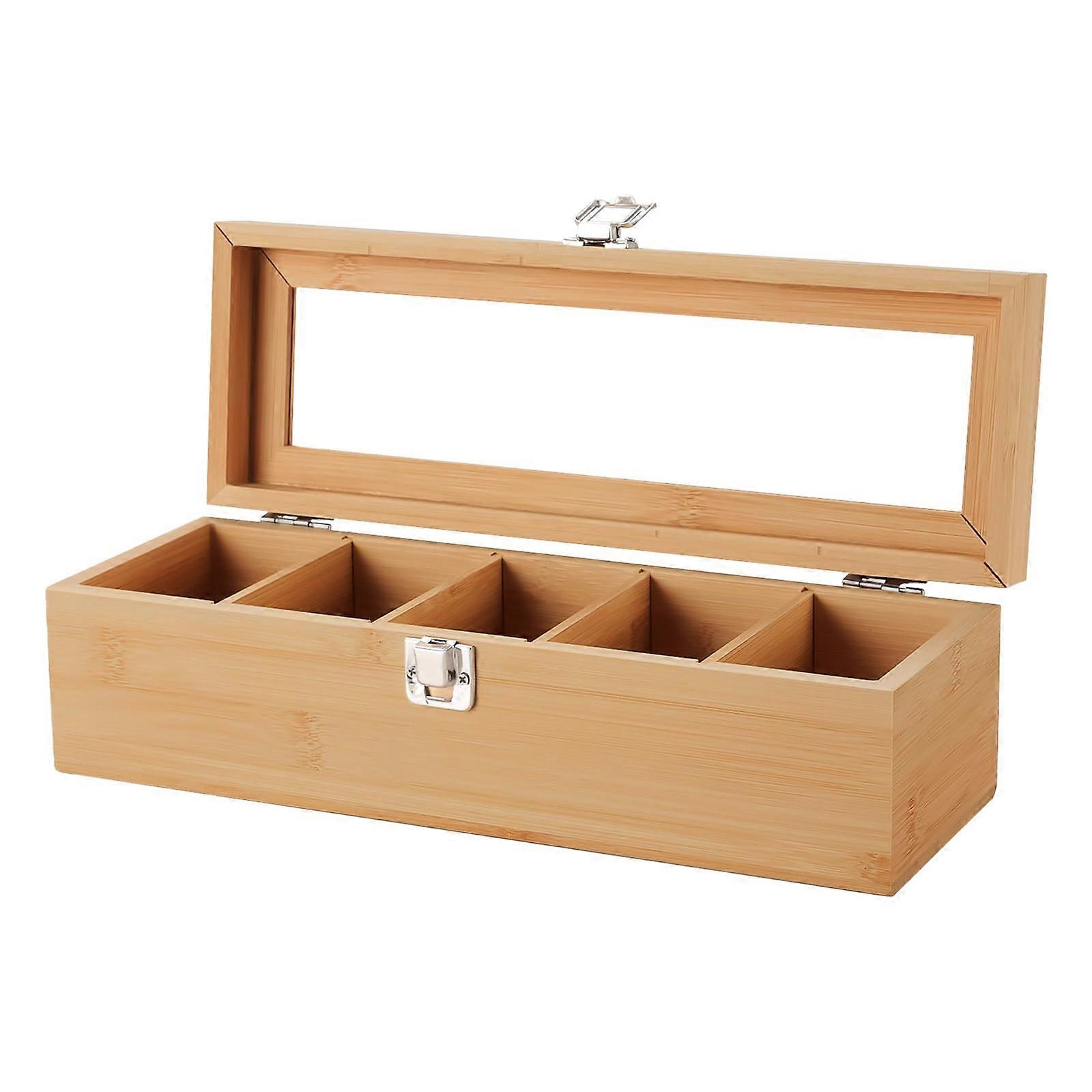 Tea Box Organizer, Tea Bag Storage with 5 Compartments, Tea Box for Tea Bags, Sugar, Coffee Pods (Paint Color) Paint Color: