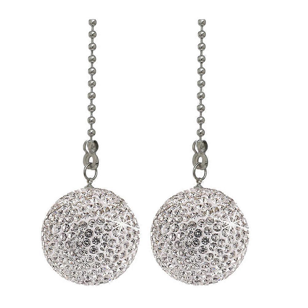 Crystal Beaded Fan Pull Chain Extender, 2pcs, White, for Ceiling Lights and Lamps, Smooth Surface, Easy to Clean, DIY Projects