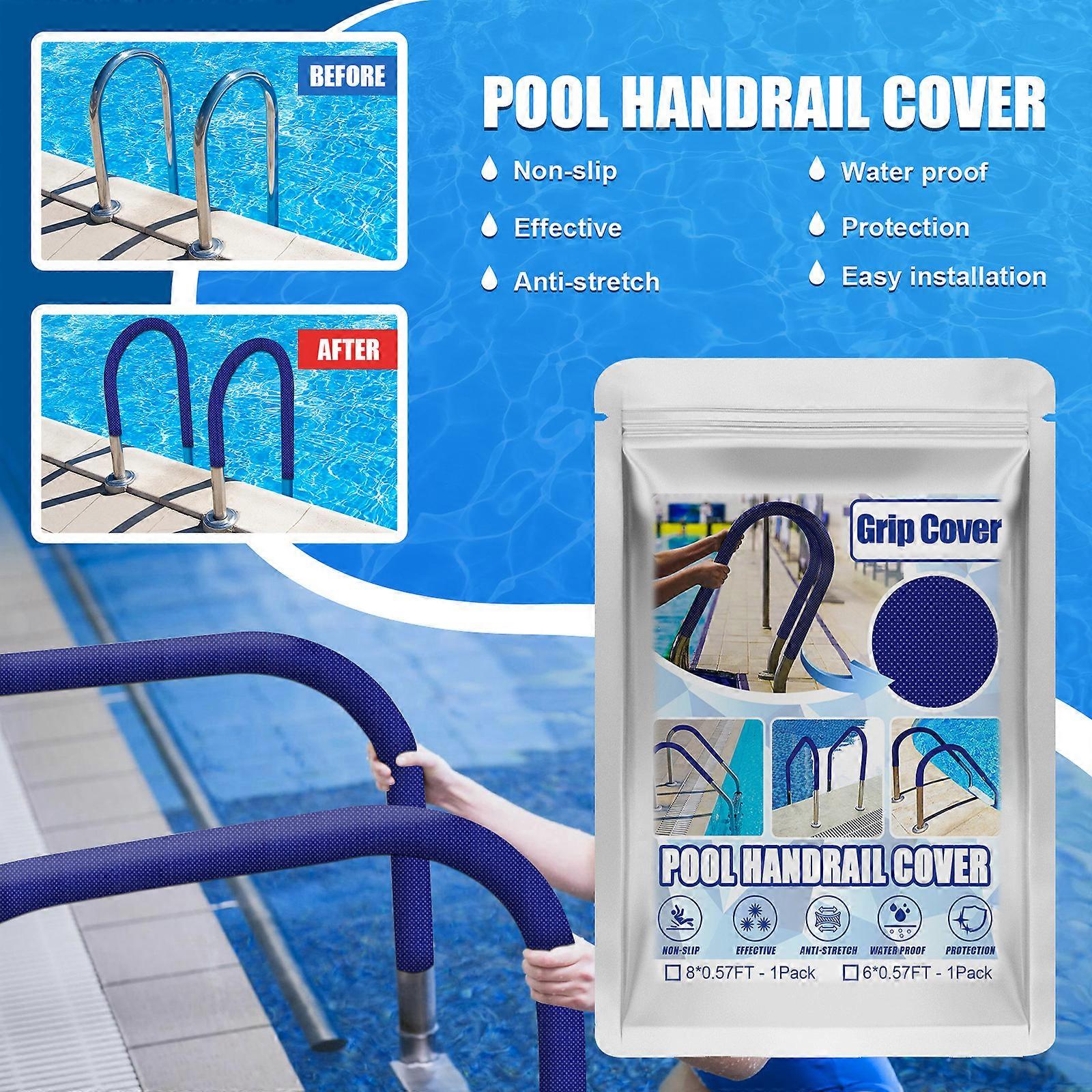 Inground Pool Handrail Guard, Heat Insulation For Sun Heated Rails, Comfortable Non Slip Swimming Pool Essentials, Blue, 17.5×183cm / 0.57×6ft