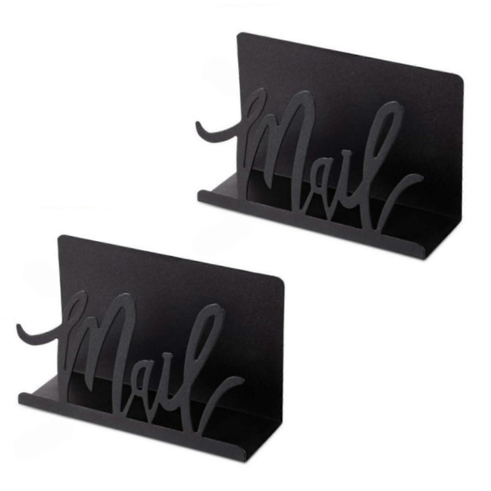 Desktop Mail And Letter Sorter Black Metal Organizer Stand With Envelope Holder For Stylish Office Spaces