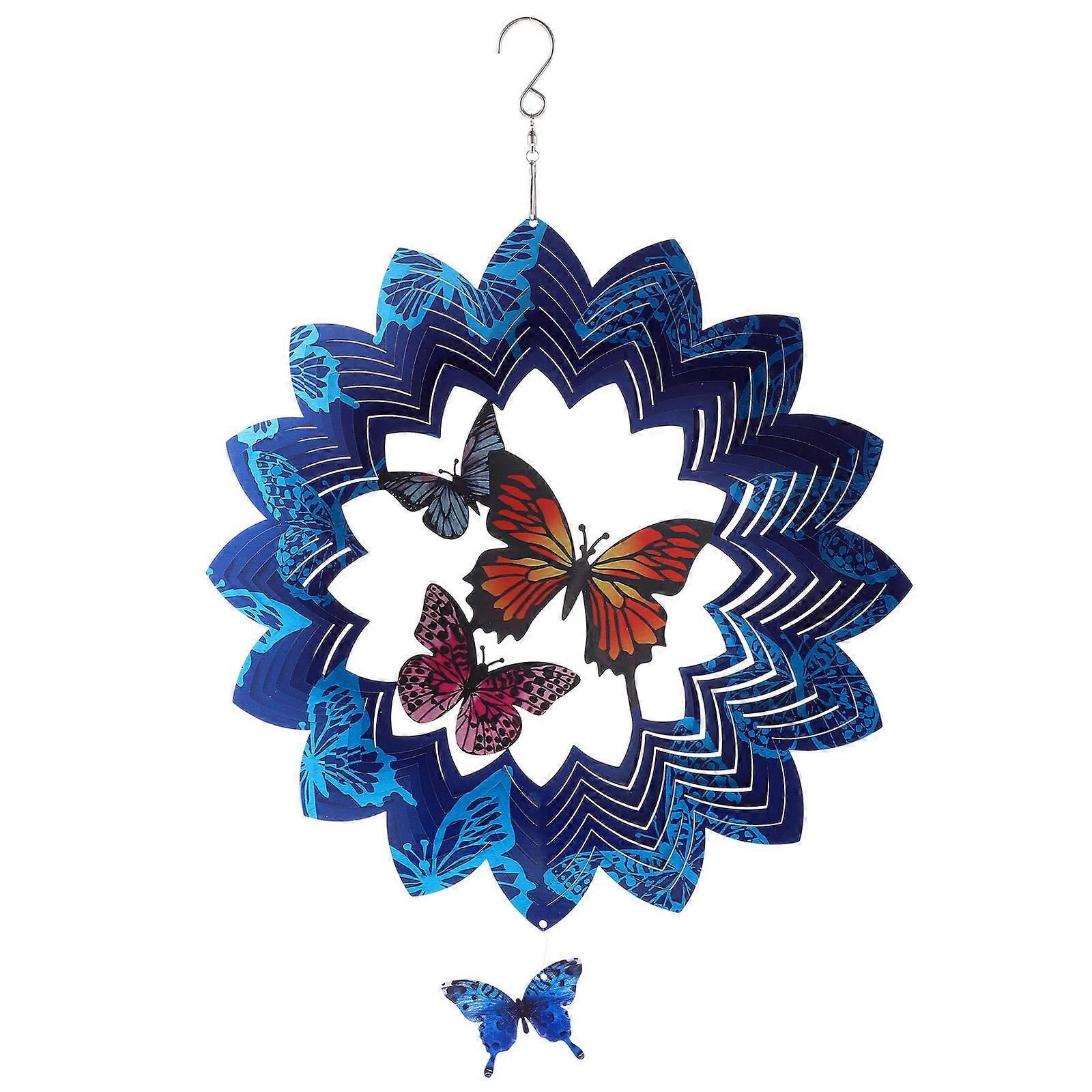 Butterfly Wind Chimes Craft Yard Wind Chimes Balcony Ornament Rustic Style 30.5x30.5cm 1Set