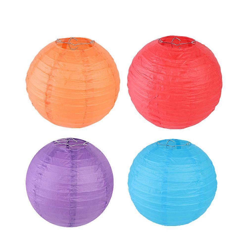 Classroom Decoration Paper Lanterns 4Inch Red 12Pcs Workmanship Foldable