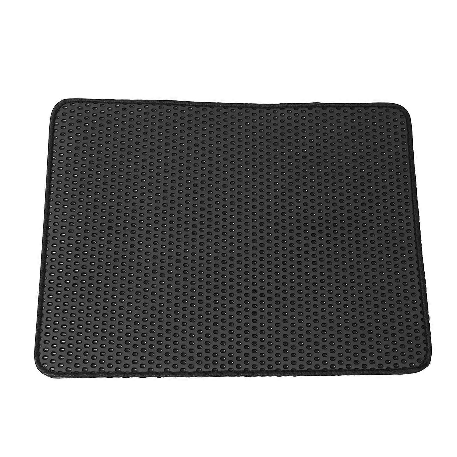 Cat Litter Mat Double Layer Foldable Washable EVA Litter Trapping Pad for Kitten Black