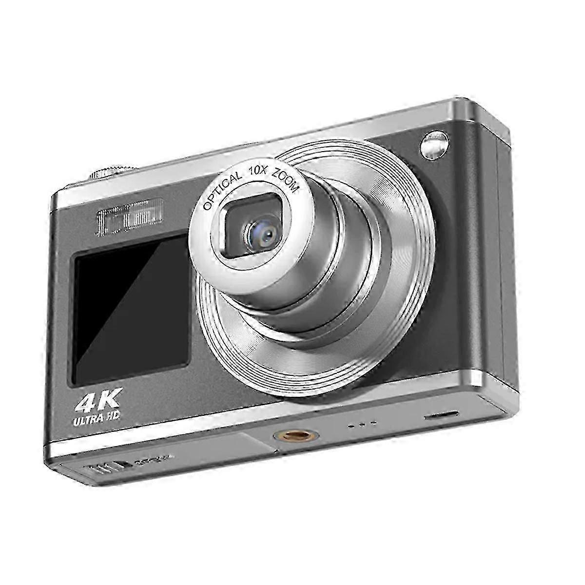 4K Optical Zoom CCD Digital Camera 64 Million Pixels Dual IPS High-Definition Screens Photography C--Black