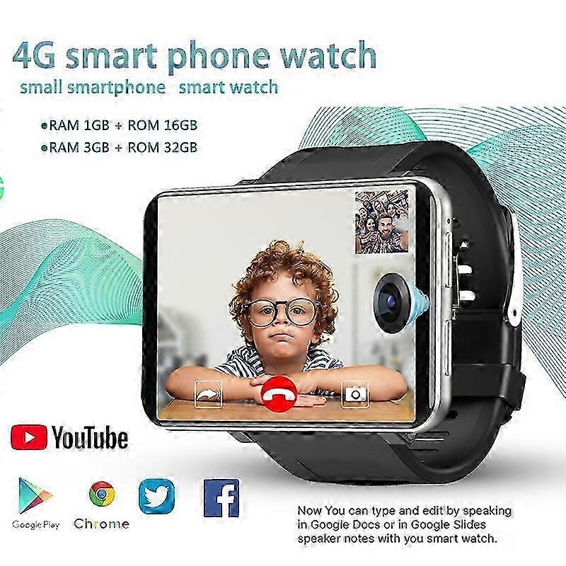 Smartwatch Compatible with 4G Android 7.1, 1+16GB or 3GB+32GB, 2.86'' Screen, SIM Support, GPS, WiFi, 2700mAh Battery