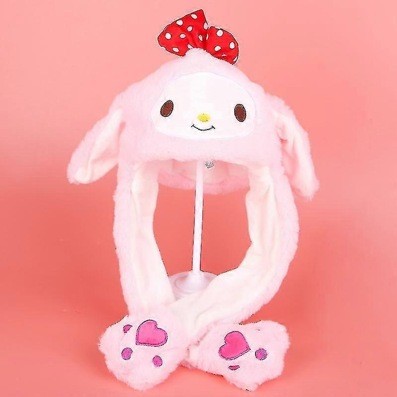 Plush Movable Rabbit Ear Hat Cute Bunny for Girls