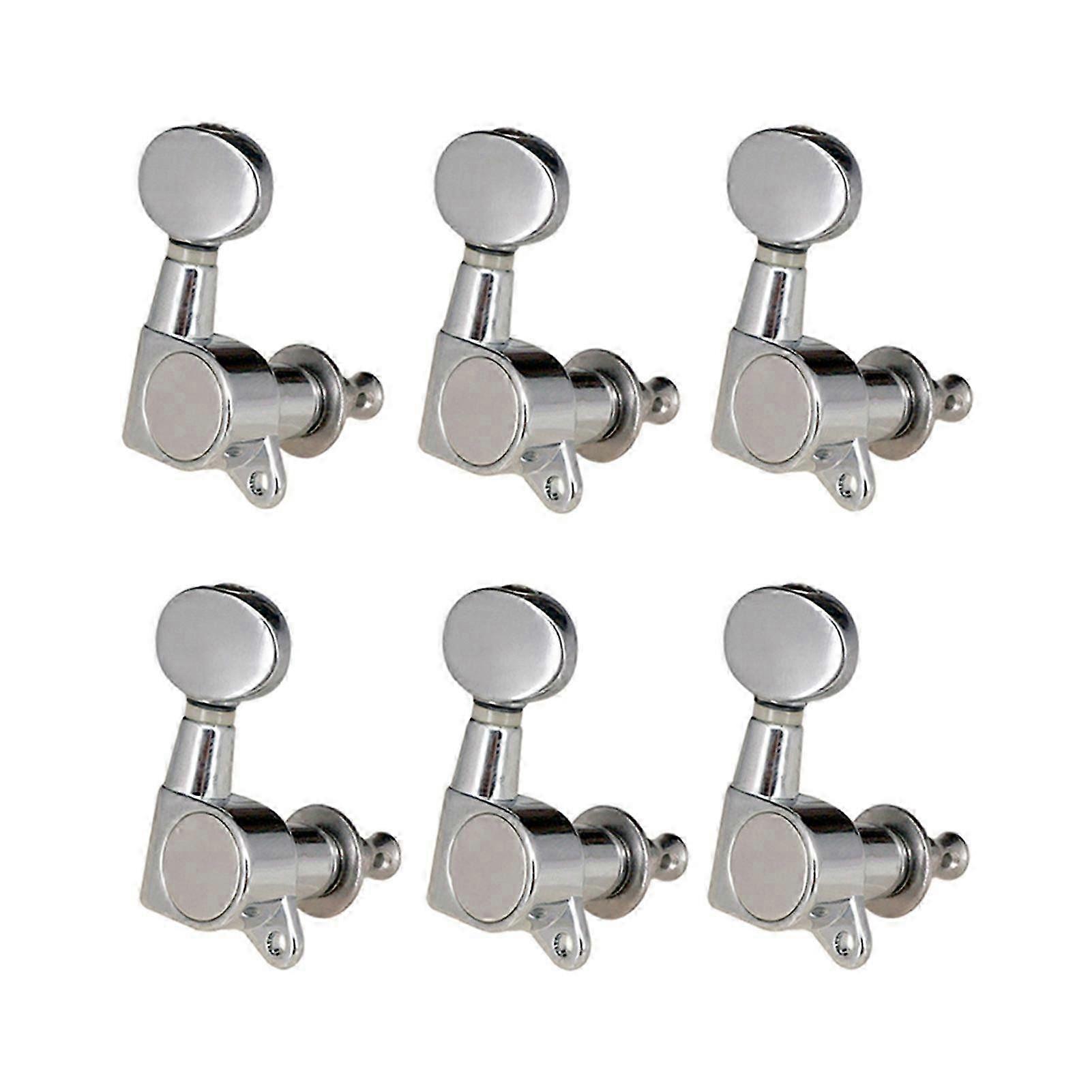 Guitarra Cordas Tuning Pegs Tuning Machines Sealled Machine Heads Tuning Keys Oval Button 6 Right for Electric Guitar or Acoustic Guitar Chrome Black