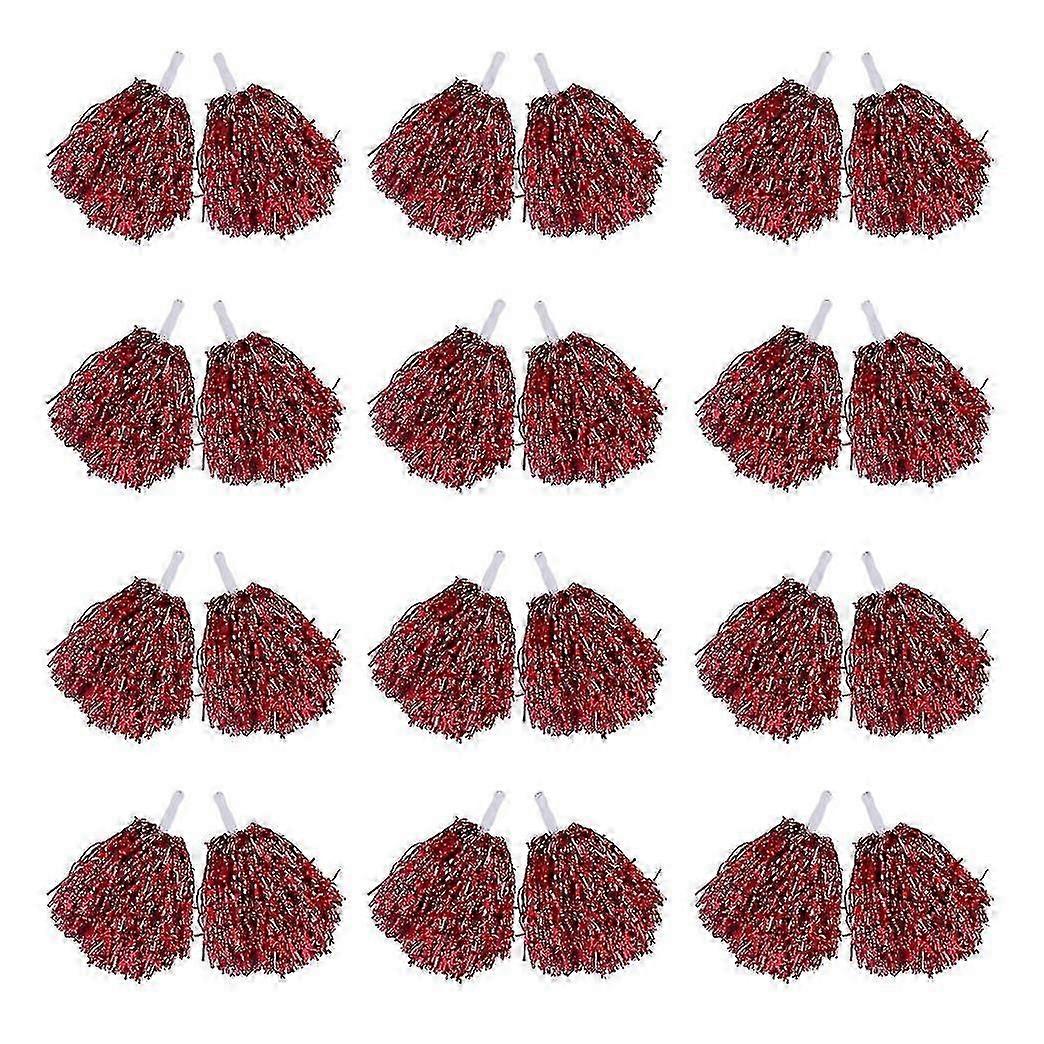 24pcs Cheerleading Pom Poms Metallic Foil Cheer Pom Poms With Plastic Handle For Adults Kids Cheerl (tangling)