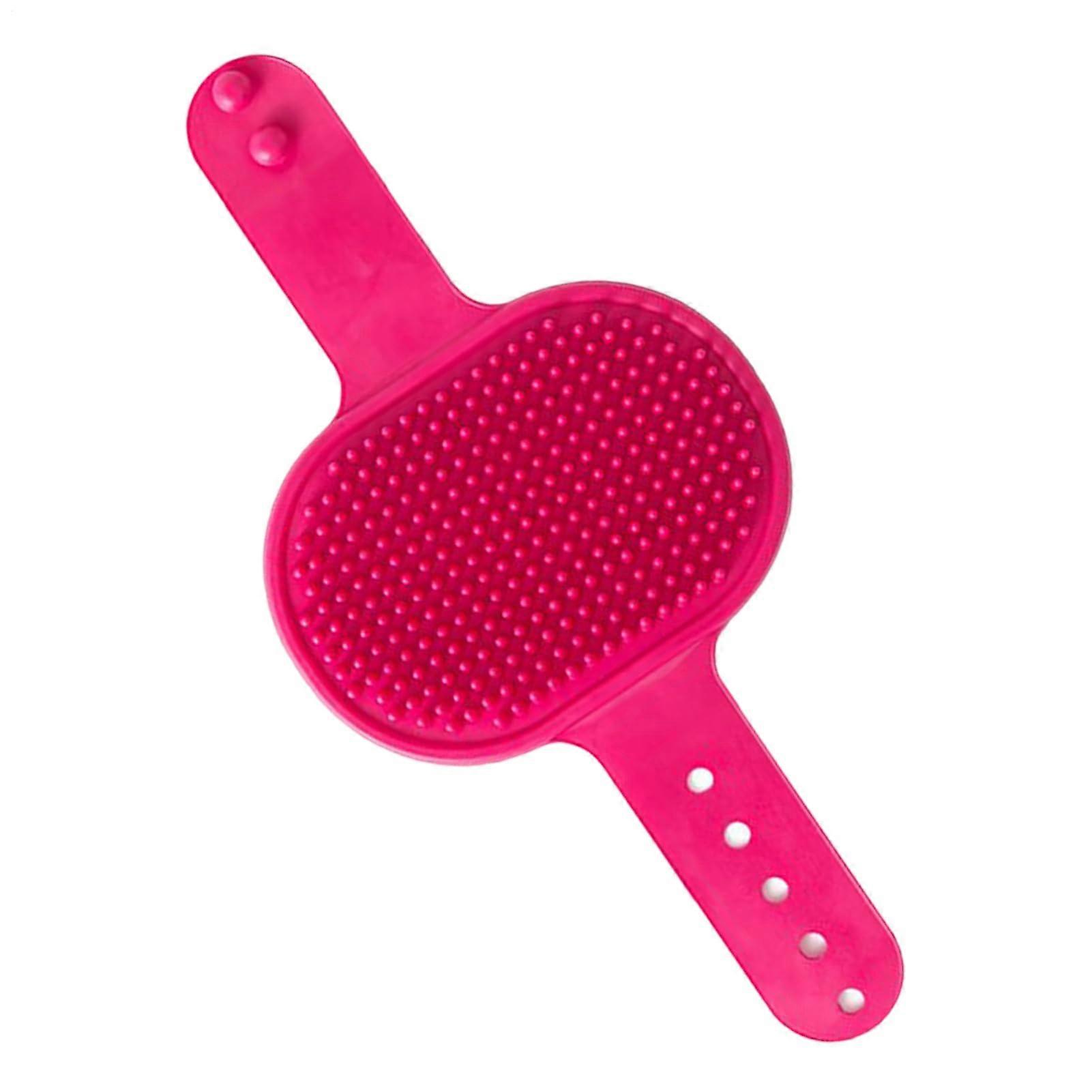 Multifunctional Pet Comb Bath Brush with Soft Silicone Material, Cat Face Scratcher for Grooming and Massaging Pets, Red