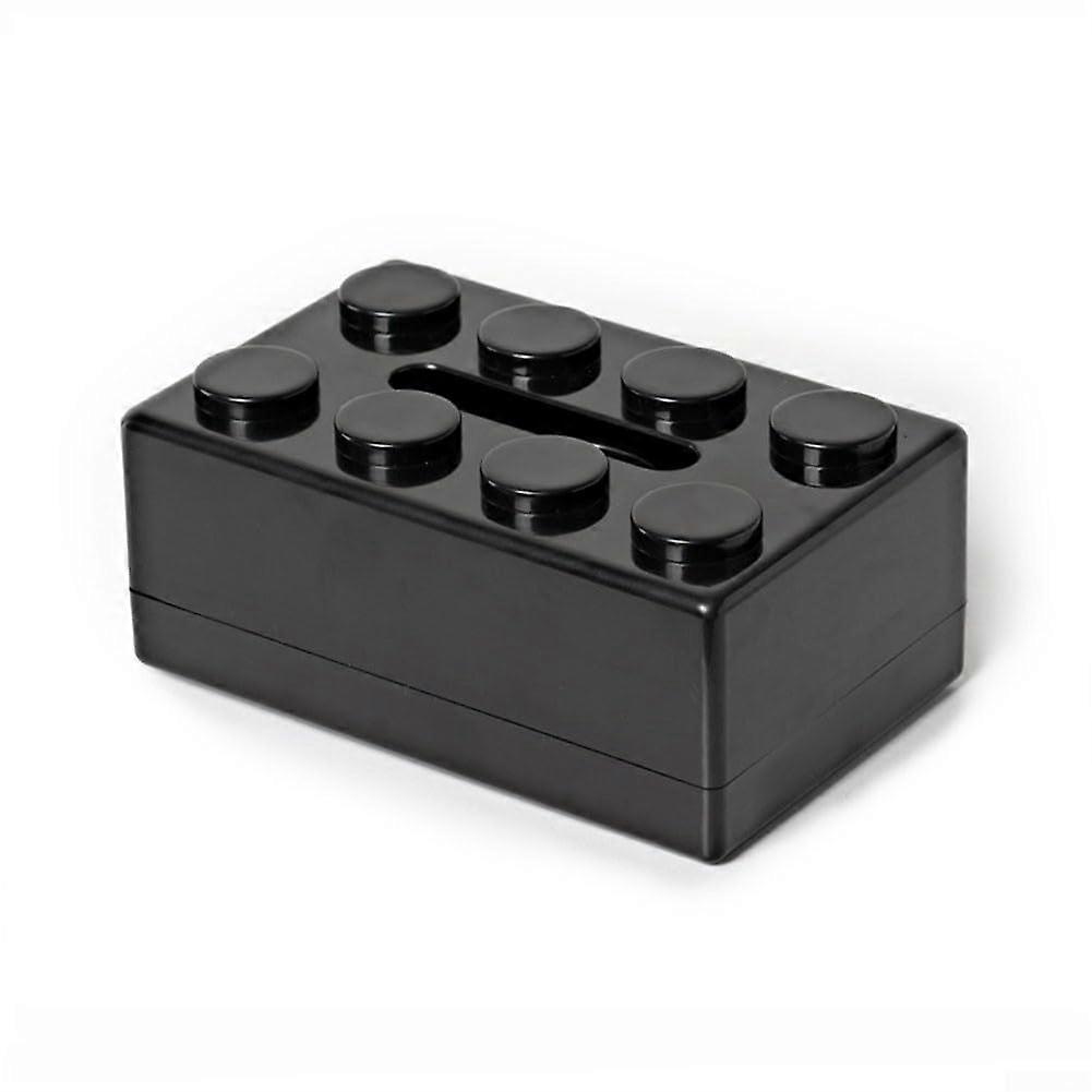 Distinctive Tissue Box Holder - Building Block Design, Wall or Desk Mount, Sturdy Black ABS Material, Tissue Dispenser