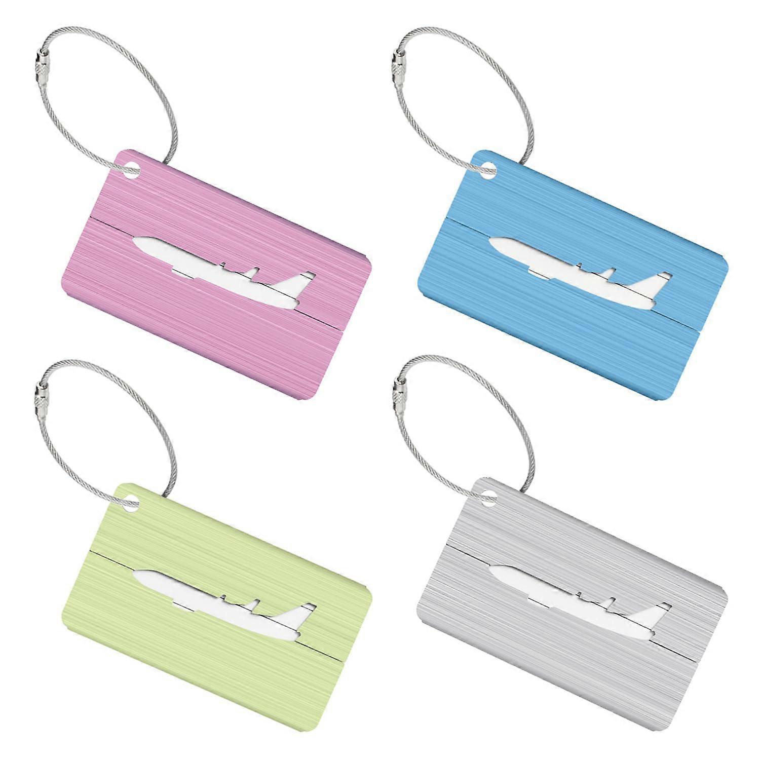 Aluminium Luggage Tags Pack of 4, 75x45mm Versatile Address Name Tags in 4 Colours, Robust and Practical Suitcase Tags