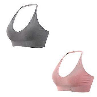 2pcs Women's Halterneck Sports Bra Backless Deep V Cut Sports Bustier Padded Sexy Gym Push Up Without Underwire Bra Crop Top Backless Adjustable Strap