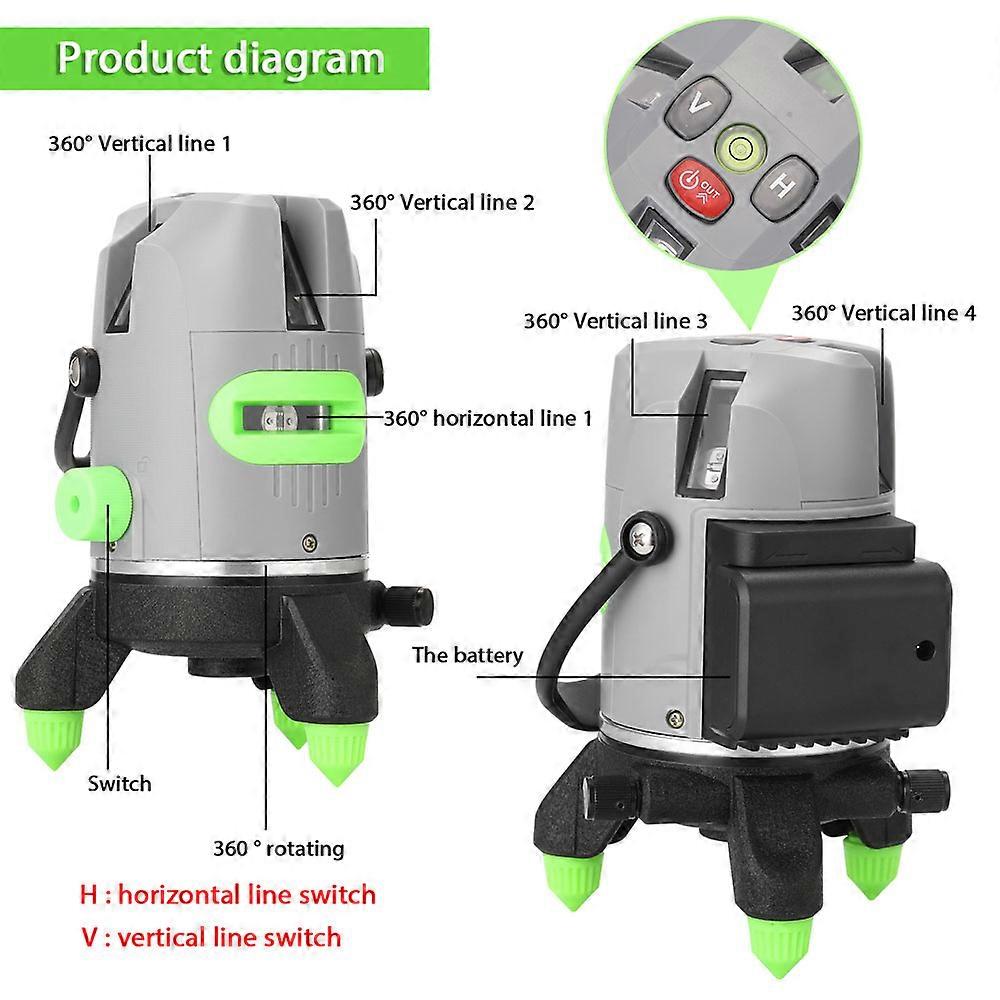 Multifunction 3° Automatic Self-leveling 5 Lines Laser Level Measurement Tool with Vertical Horitical Oblique Straight Line
