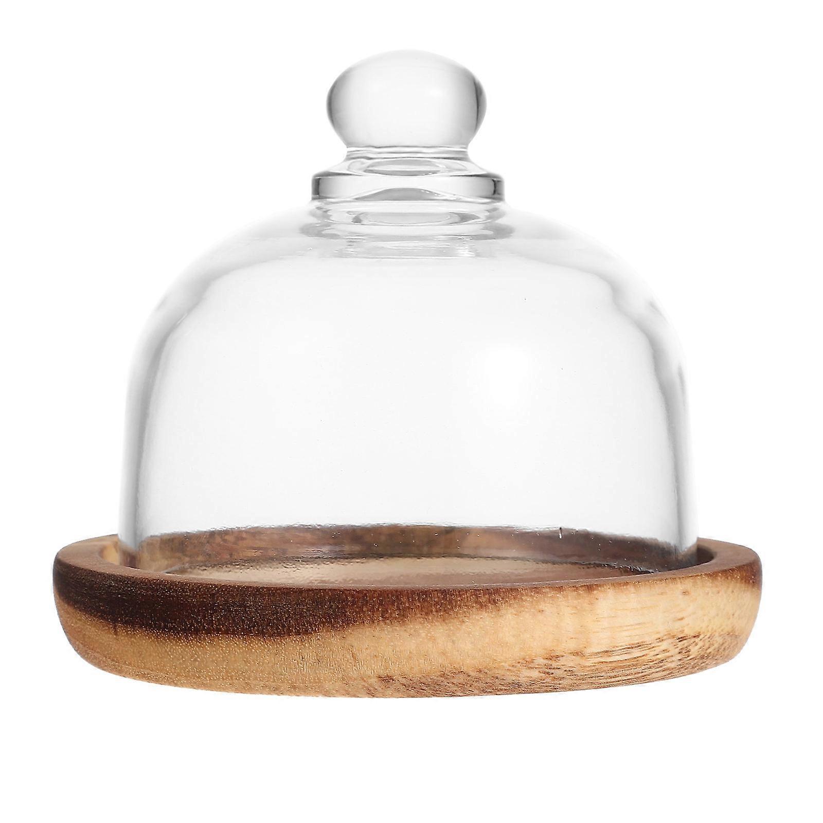 Cupcake Stand Covered Cake Stand Wood Dessert Holder Dust-Proof for Home Users 3.9×3.9×3.9in 1Set